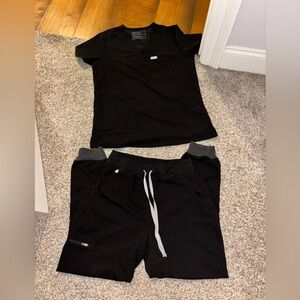 Figs Black Technical Collection Scrubs Pants & Top